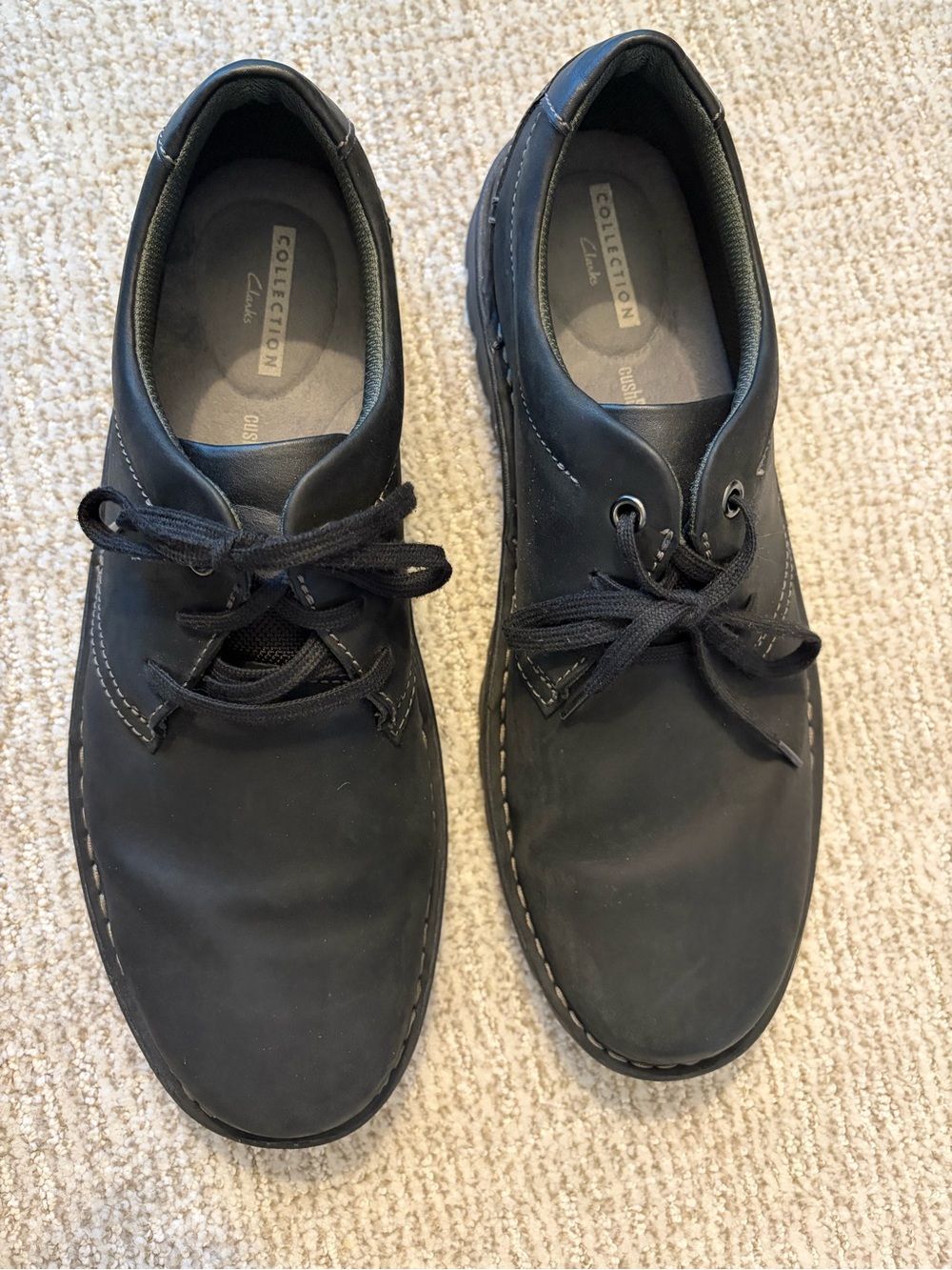 Clarks Men's Black Leather Lace-Up Shoes